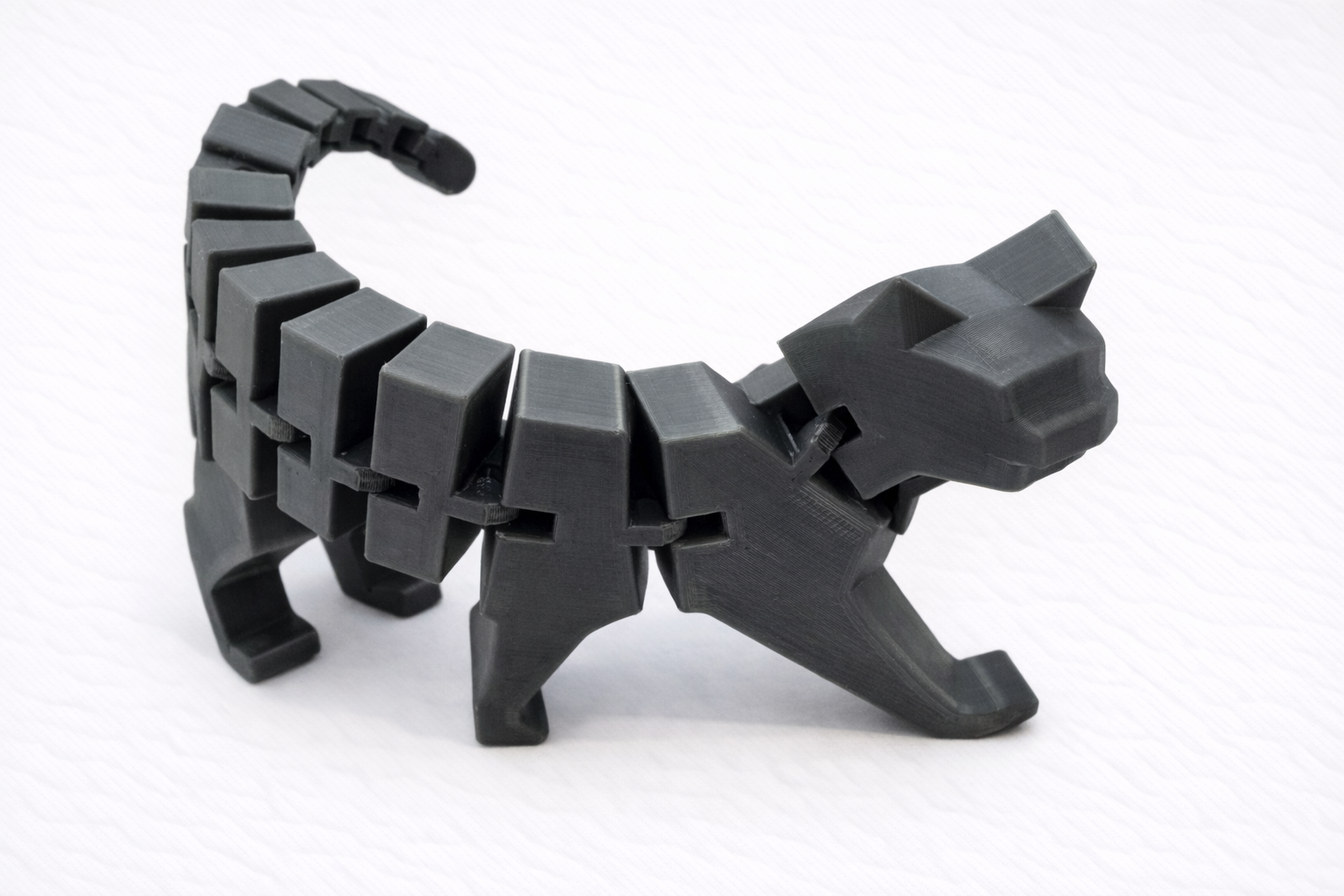 Flexi Articulated Cat 3D Printed Figure Fully Customisable
