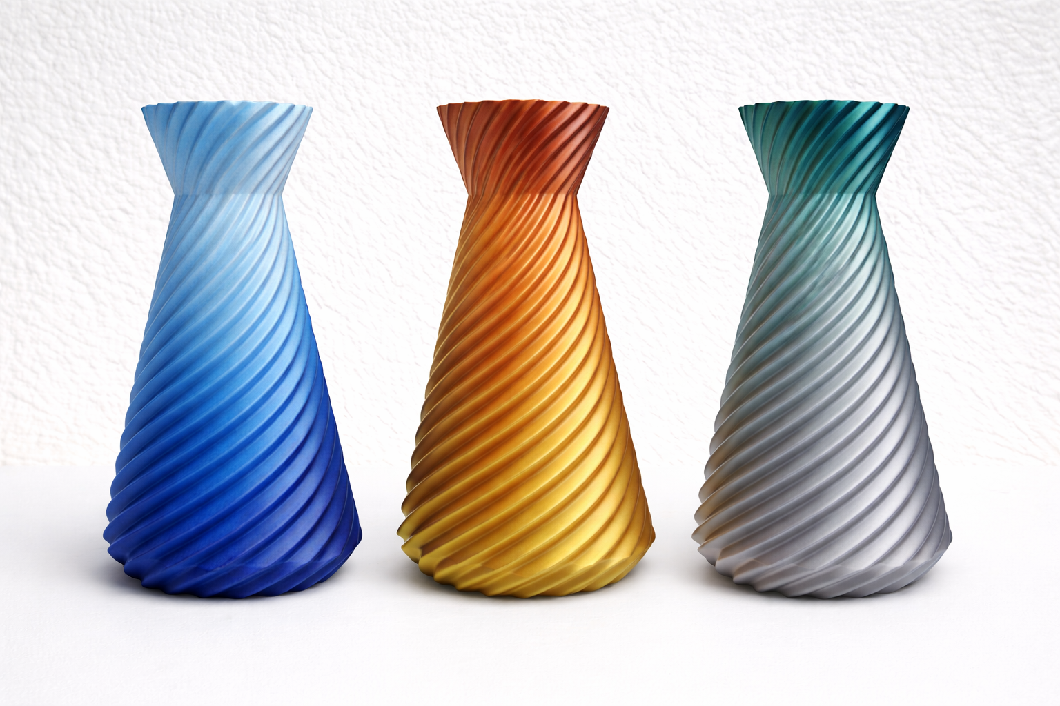 3 Handmade Spiral Vases – 3D Printed Decorative Vase, Custom Colours, Made to Order