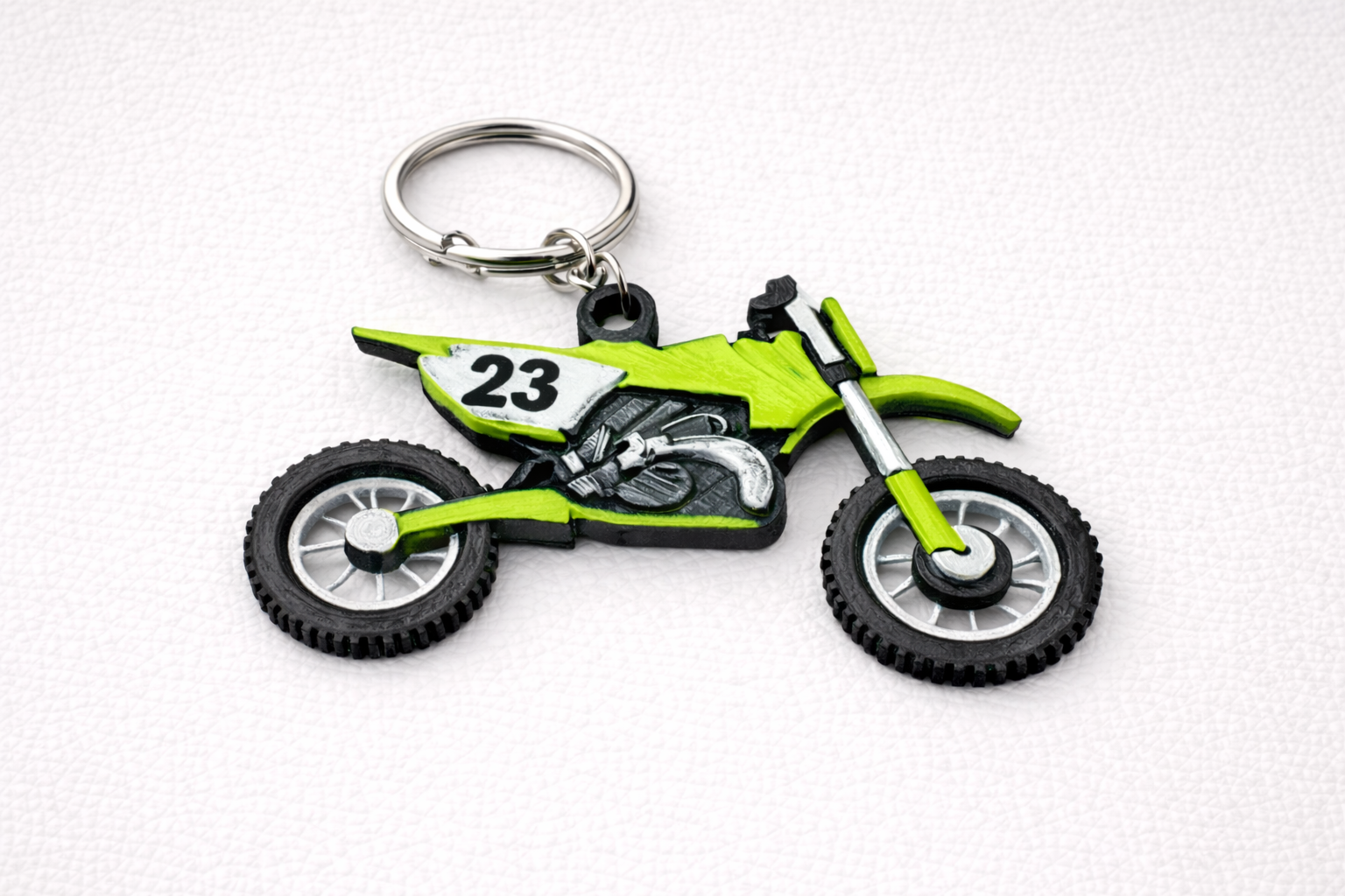 Personalised Dirt Bike Keychain – Custom Rider Number – Motorsport Style