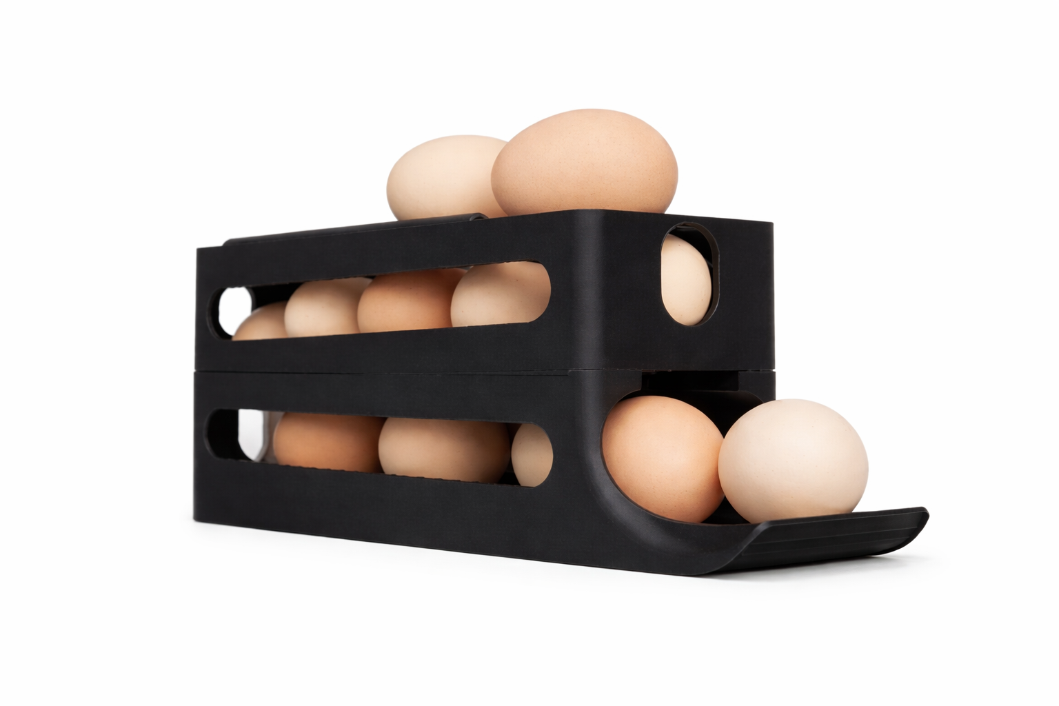 Stackable Egg Holder Rack – Fridge Organiser with Front Dispense – Space Saving Kitchen Storage
