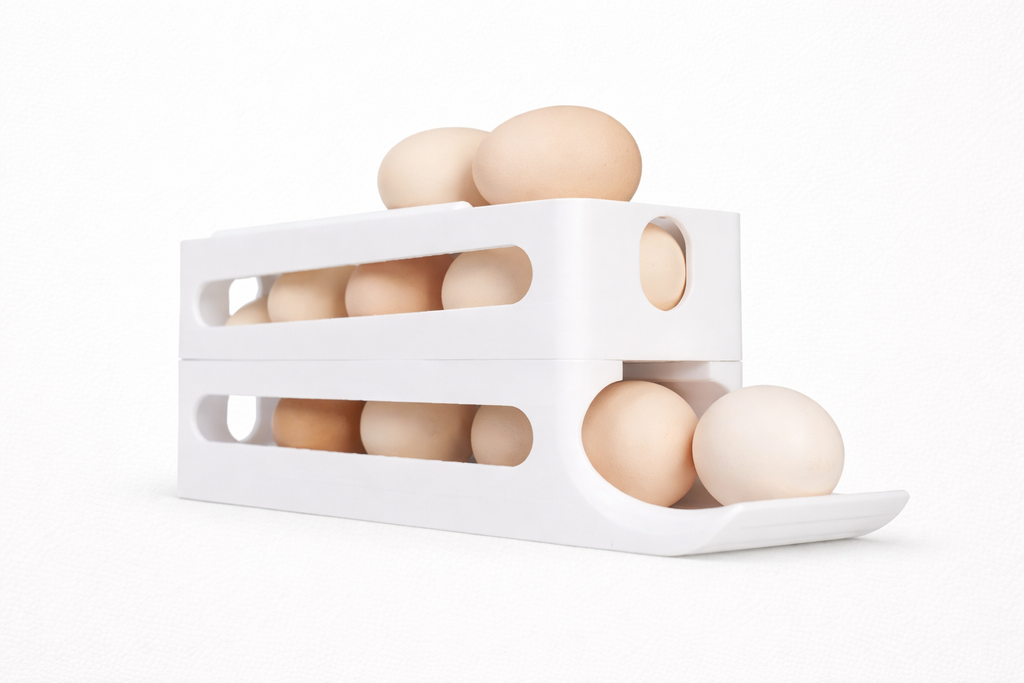 Stackable Egg Holder Rack – Fridge Organiser with Front Dispense – Space Saving Kitchen Storage
