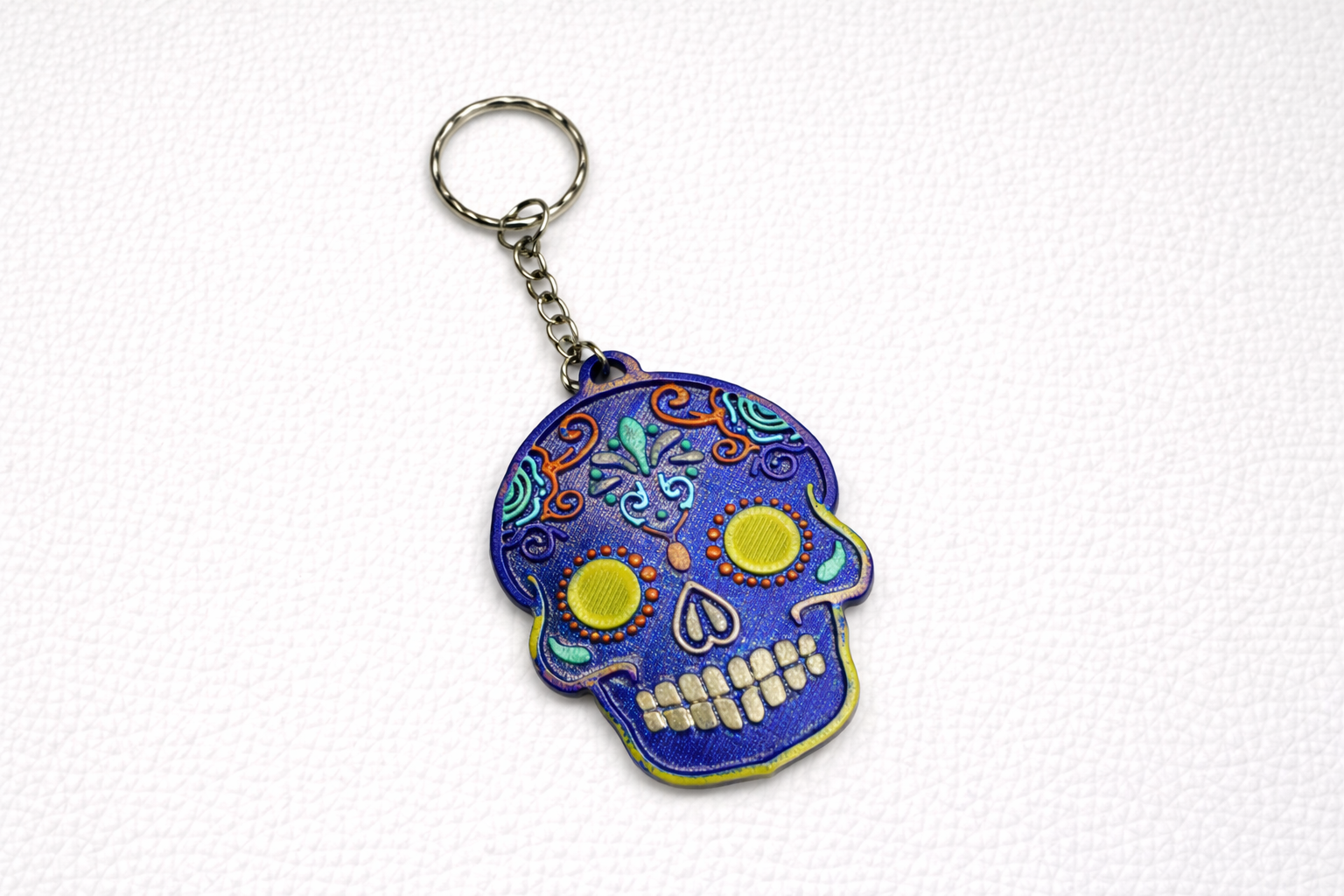 Sugar Skull Keychain – Custom 3D Printed Handmade Keyring