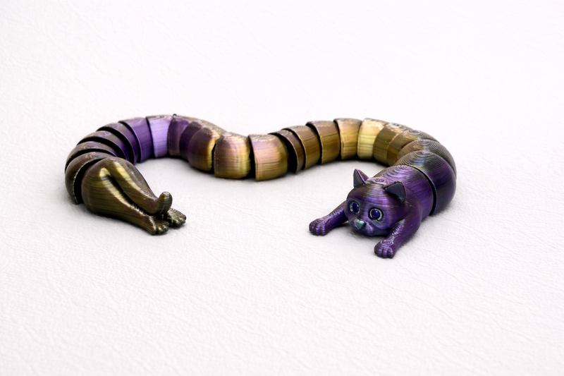 Articulated cat style flexi figure with segmented flexible body