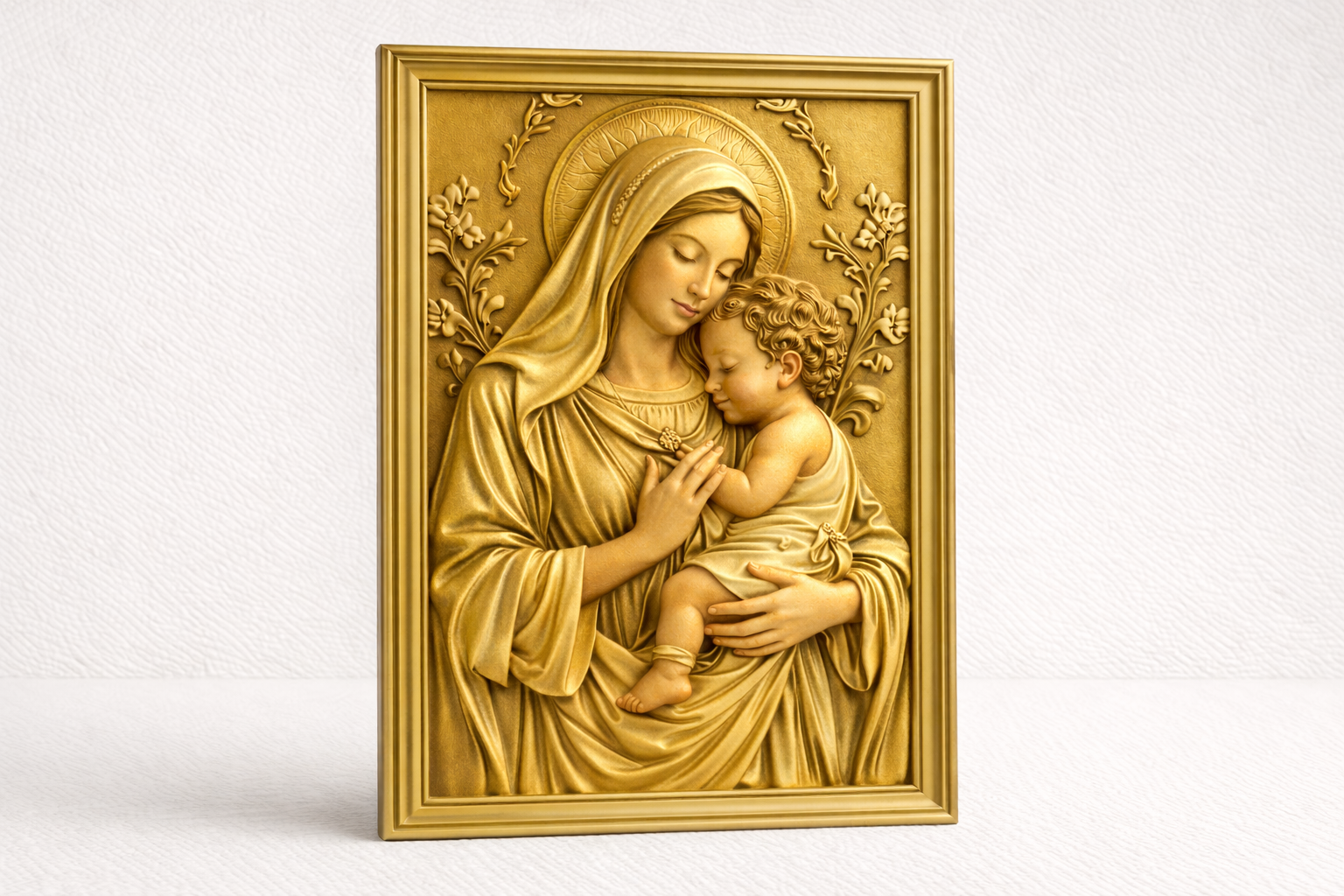 Virgin Mary & Baby Jesus Relief Plaque