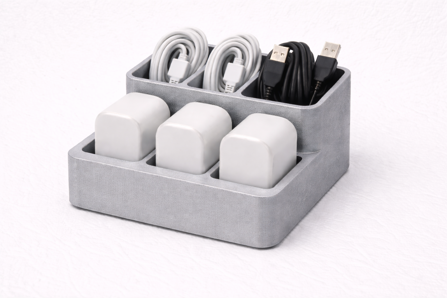 UK Plug Charger Holder | Desktop Power Adapter Organiser | 90 × 90 × 45 mm