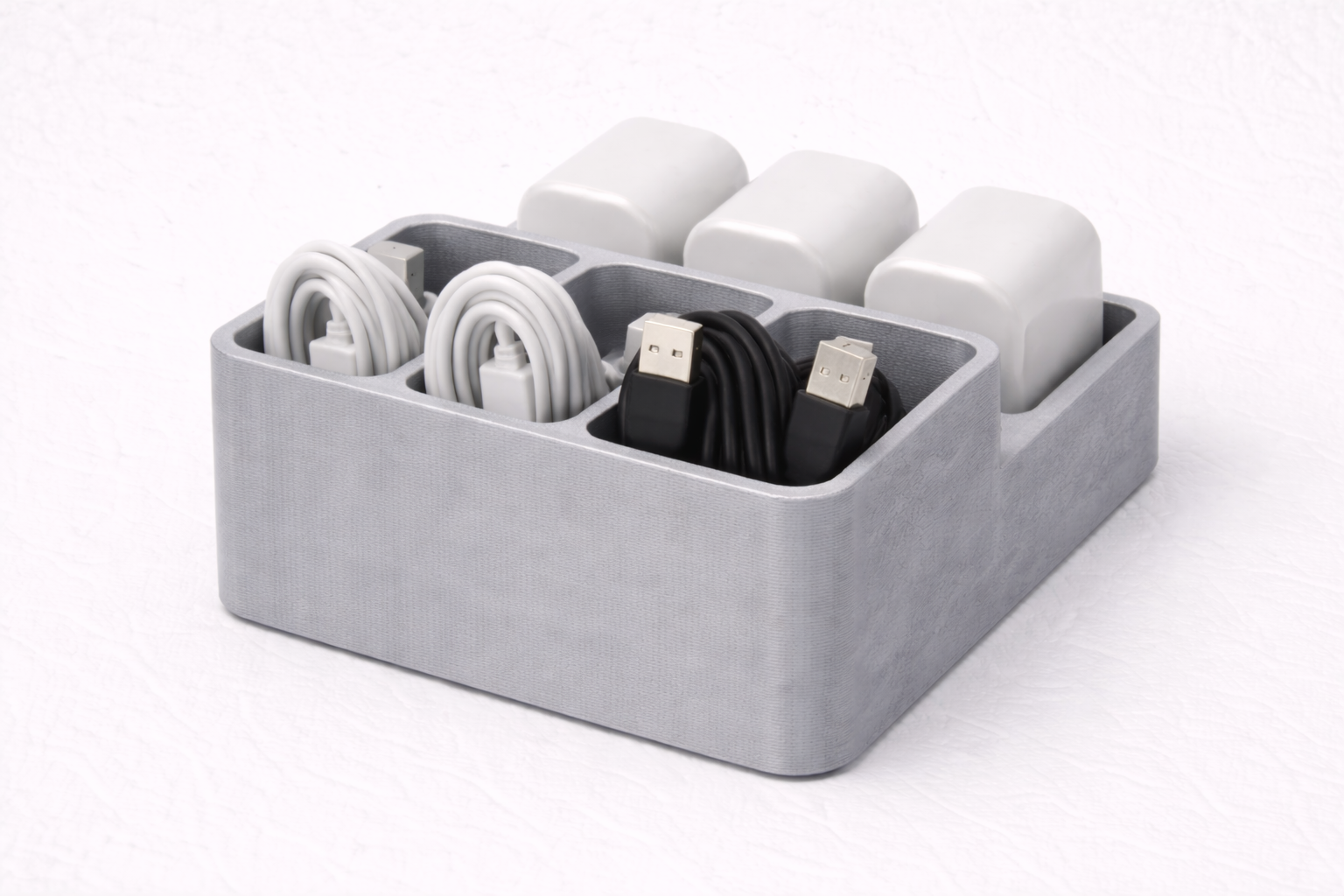 UK Plug Charger Holder | Desktop Power Adapter Organiser | 90 × 90 × 45 mm