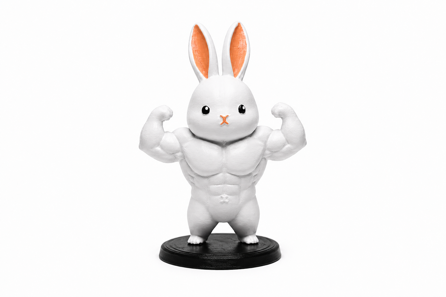 Muscle Bunny 3D Printed Collectible Figure | Funny Handmade Bunny Statue