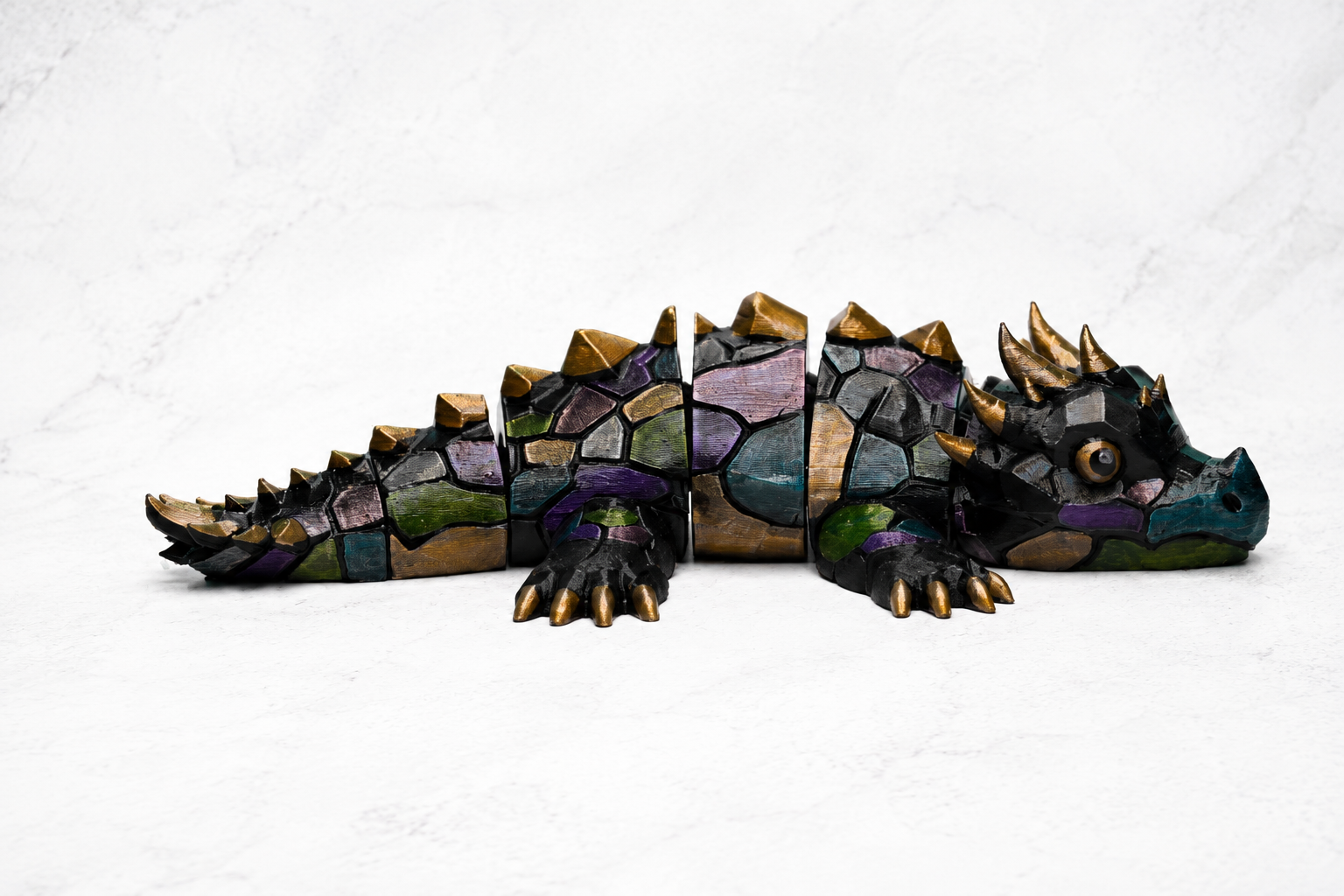 Handmade Articulated Dragon Figure – Custom Hand Painted Fantasy Desk Ornament