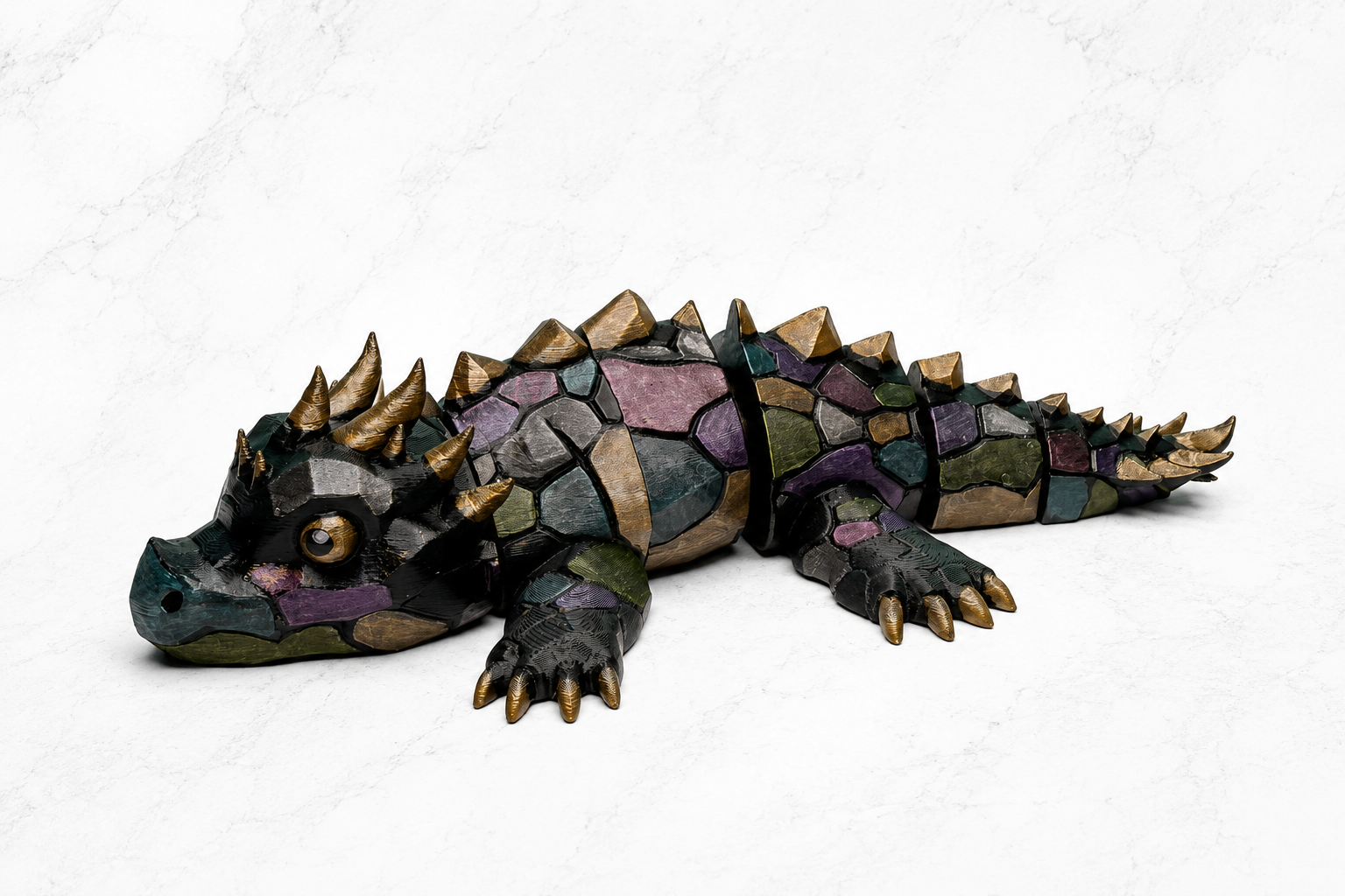 Handmade Articulated Dragon Figure – Custom Hand Painted Fantasy Desk Ornament