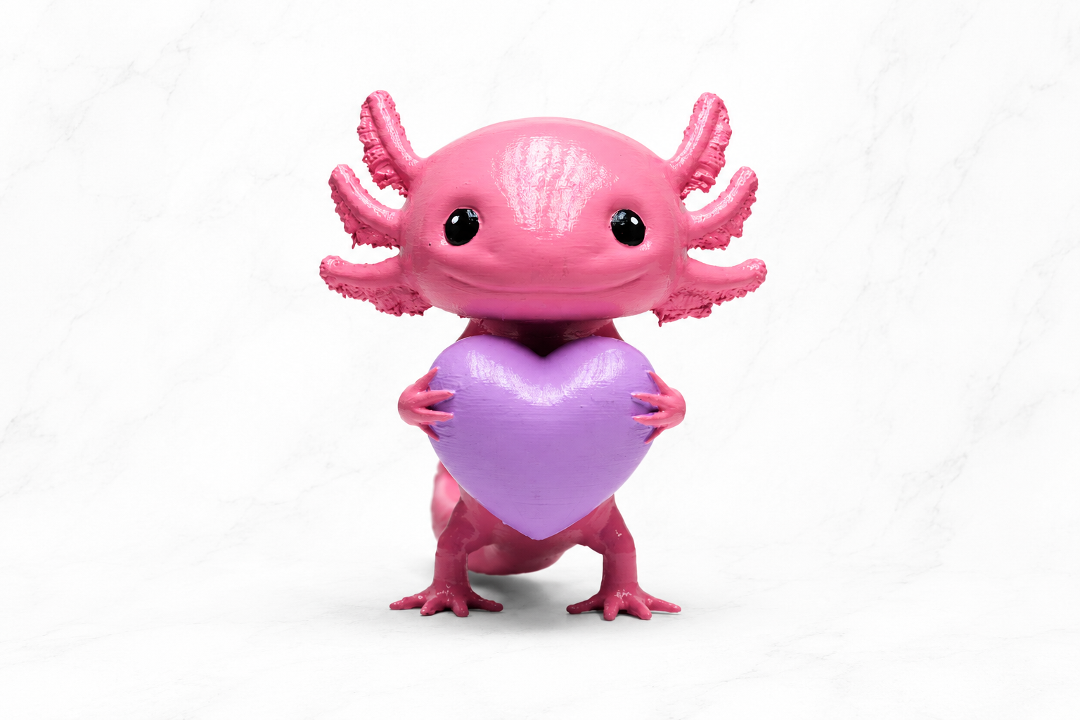 Handmade Axolotl Holding Heart Sculpture