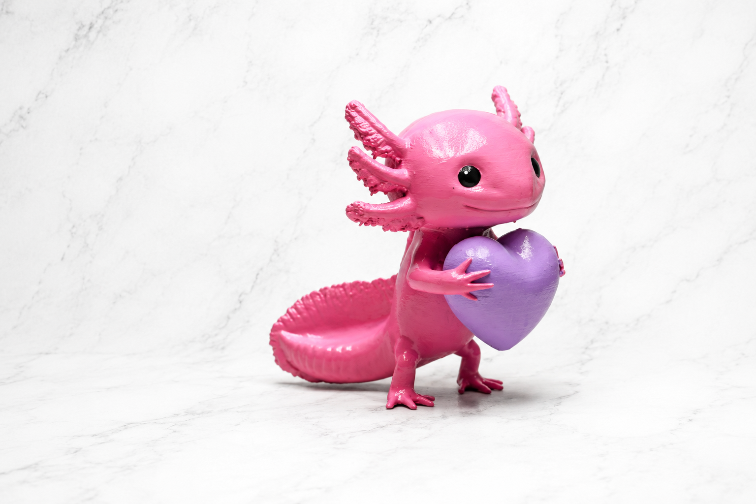 Handmade Axolotl Holding Heart Sculpture