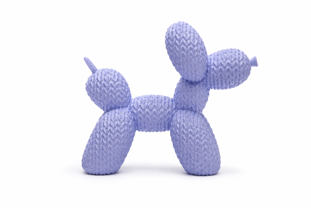 Knitted Balloon Dog Sculpture – Handmade Custom 3D Printed Decorative Ornament
