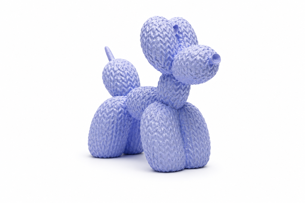 Knitted Balloon Dog Sculpture – Handmade Custom 3D Printed Decorative Ornament