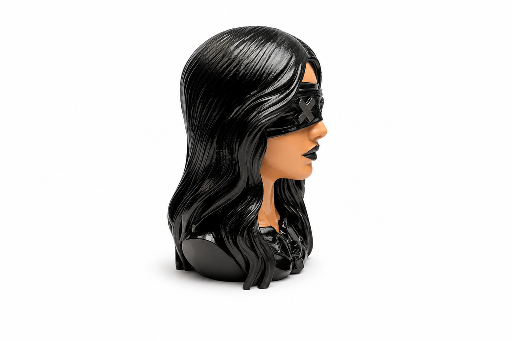 Gothic Blindfolded Woman Headphone Holder – Handmade Custom 3D Printed Desk & Gaming Stand