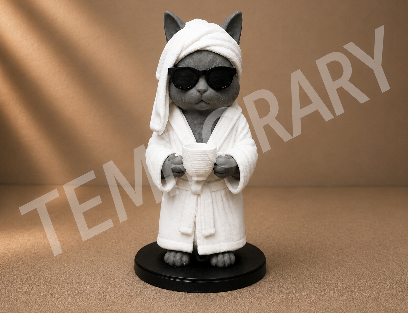 Spa Cat Figurine – Handmade 3D Printed Cat Ornament