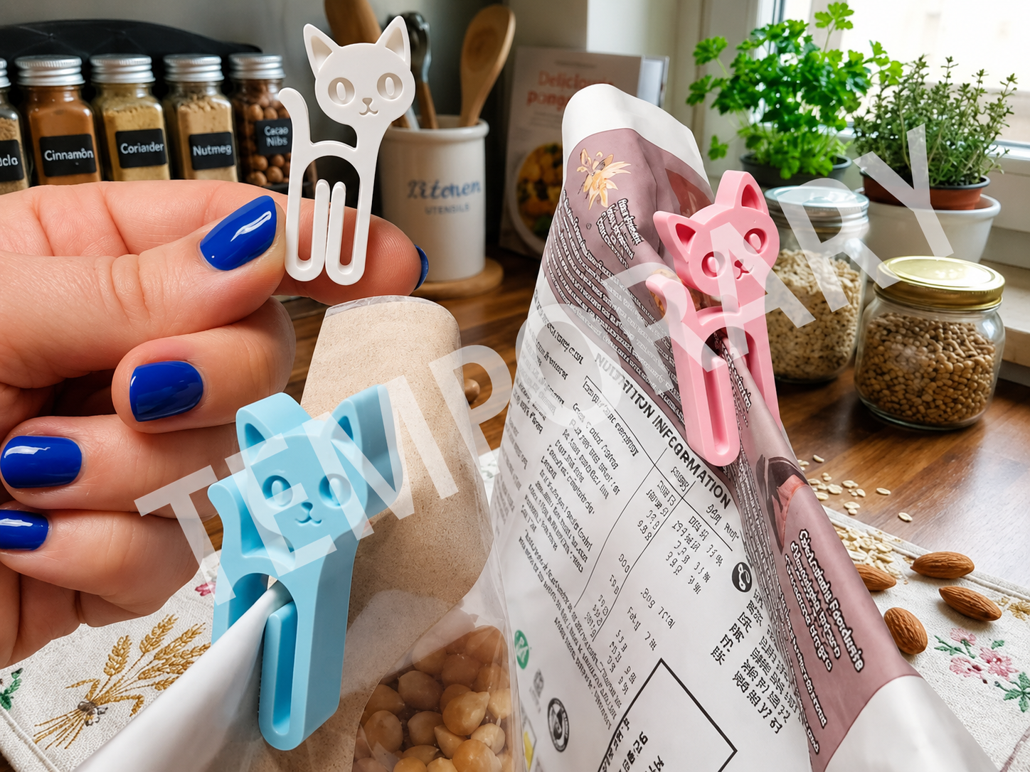Pack of 10 – 3D Printed Cat Bag Clips | Reusable Food & Storage Clips