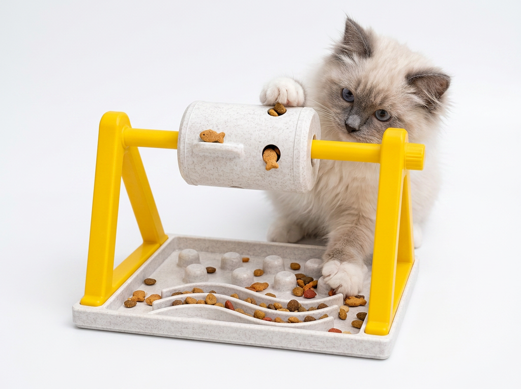 Interactive Cat Treat Puzzle Toy – 3D Printed Enrichment Feeder