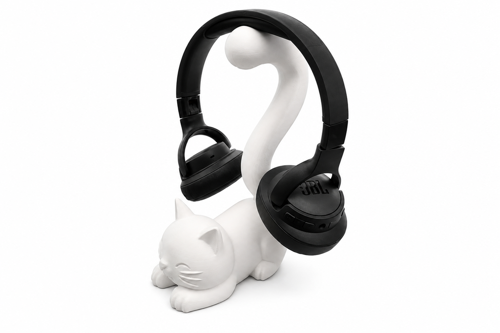 Cat-Shaped Headphone & Accessory Holder – Handmade 3D Printed Stand