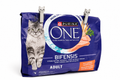 Orange cat shaped clips closing a bag of dry cat food