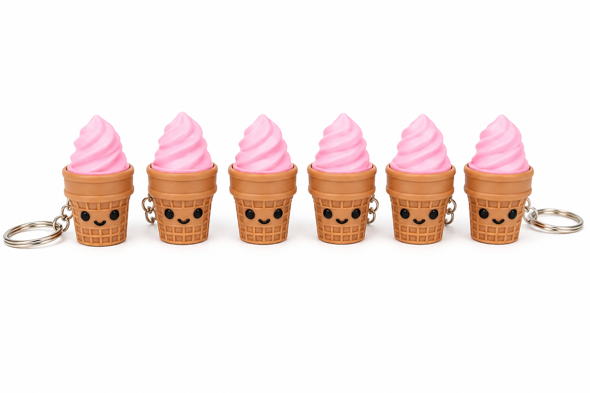 Cute Ice Cream Clicker Keyring – Handmade 3D Printed Fidget Toy