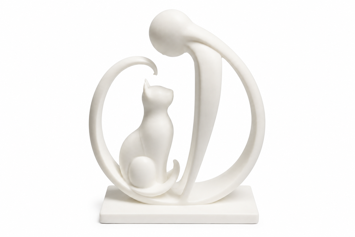 Modern Cat Sculpture – Handmade 3D Printed Cat Ornament