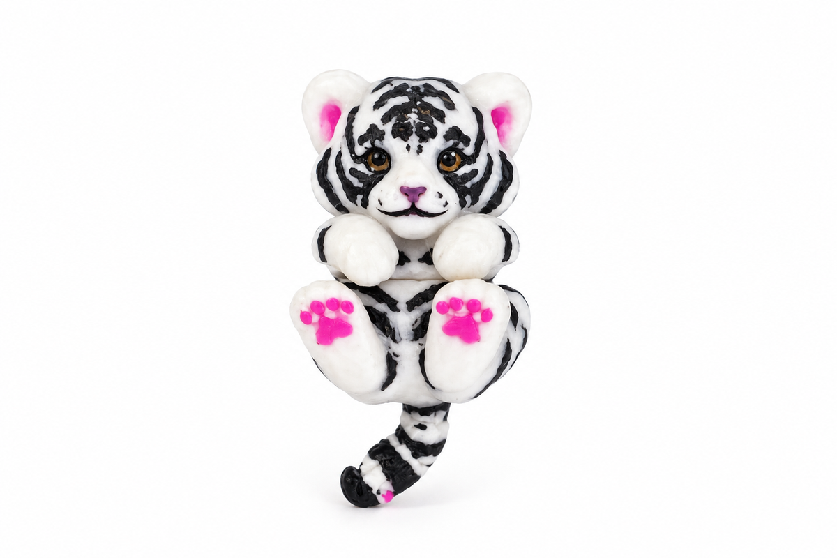 Handmade Articulated White Tiger – Custom 3D Printed