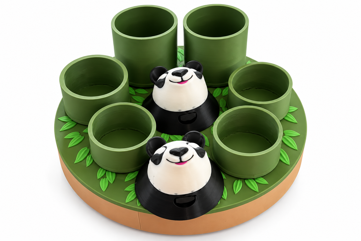 Interactive Panda Hide & Seek Cat Toy – 3D Printed Enrichment Puzzle